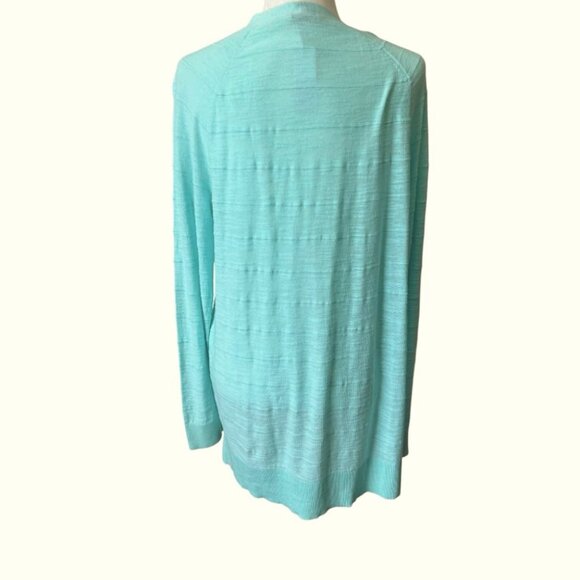 NWT Loft Outlet Mint Green Slub Cotton Open Front Sweater Cardigan Large Reg $49 - Picture 3 of 13